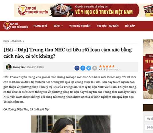 [Tạp chí Y học cổ truyền] Trung tâm NHC trị liệu rối loạn cảm xúc bằng cách nào, có tốt không?