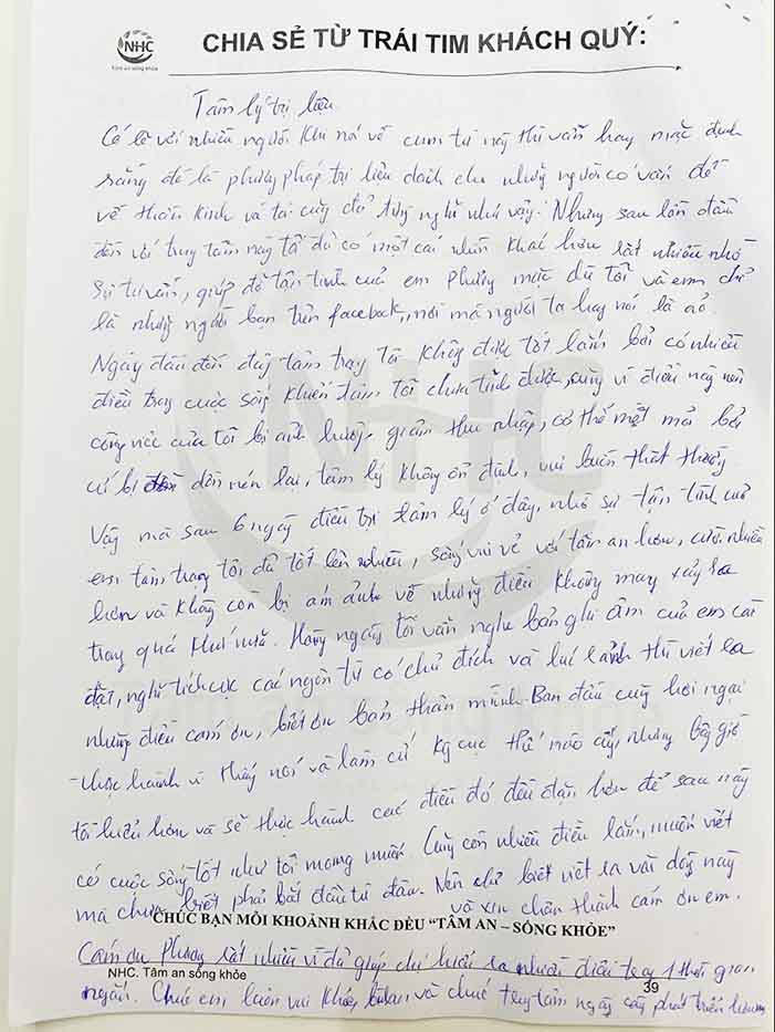 Lời nhắn nhủ của chị Phạm Thu Hường sau khi kết thúc liệu trình trị liệu tại Trung tâm Tâm lý trị liệu NHC Việt Nam