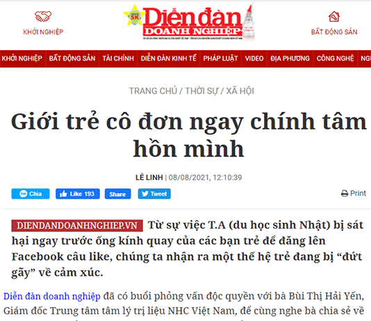 [Diễn Đàn Doanh Nghiệp] Giới trẻ cô đơn ngay chính tâm hồn mình