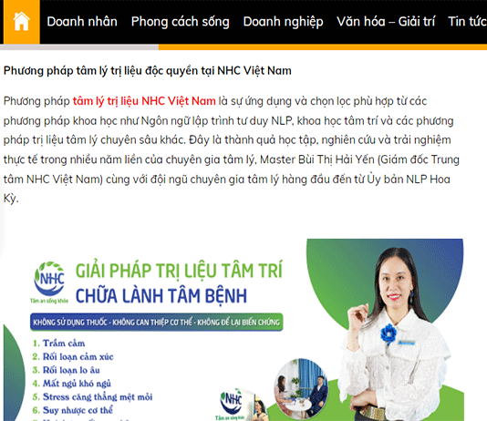 [Văn hóa doanh nhân] TRỊ LIỆU TÂM LÝ NHC VIỆT NAM: HIỆU QUẢ TRONG CHĂM SÓC SỨC KHỎE TÂM TRÍ VỚI PHƯƠNG PHÁP ”4 KHÔNG”