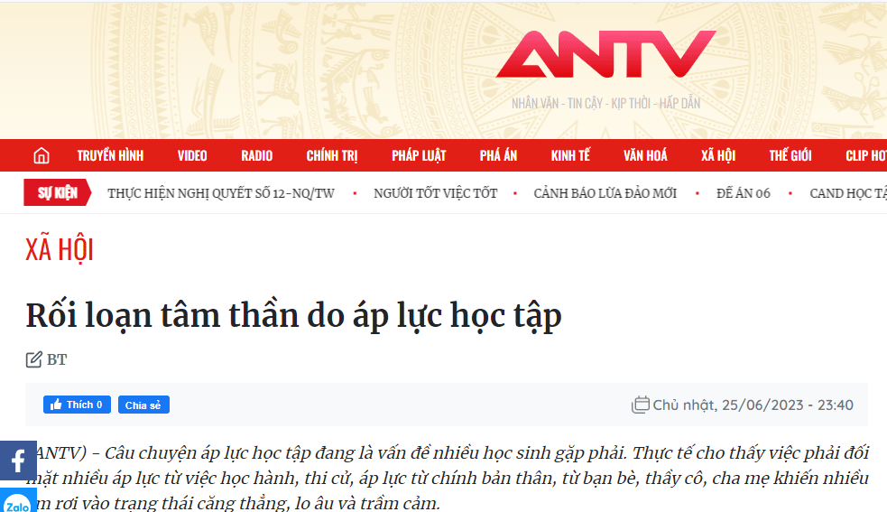 [ANTV] Rối loạn tâm thần do áp lực học tập