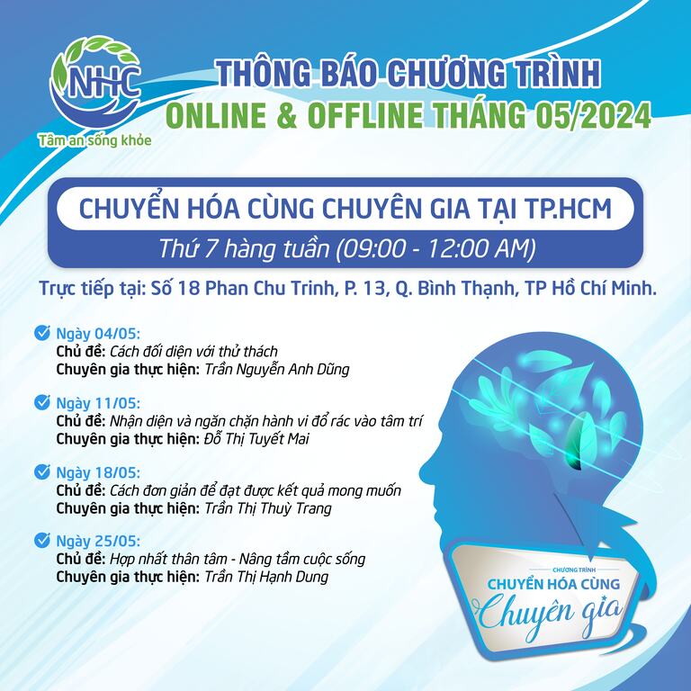 Chương trình Chuyển hoá cùng chuyên gia tháng 5 tại Hồ Chí Minh