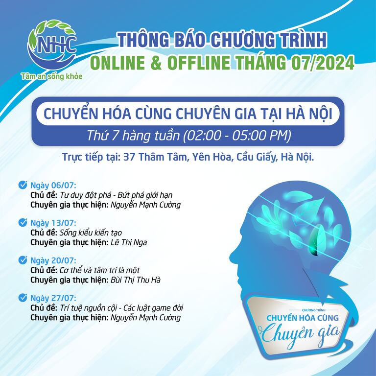 Chương trình chuyển hoá cùng Chuyên gia tại Hà Nội tháng 7