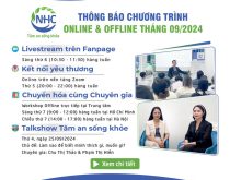 Trung tâm Tâm lý trị liệu NHC Việt Nam thông báo các chương trình tháng 9 năm 2024